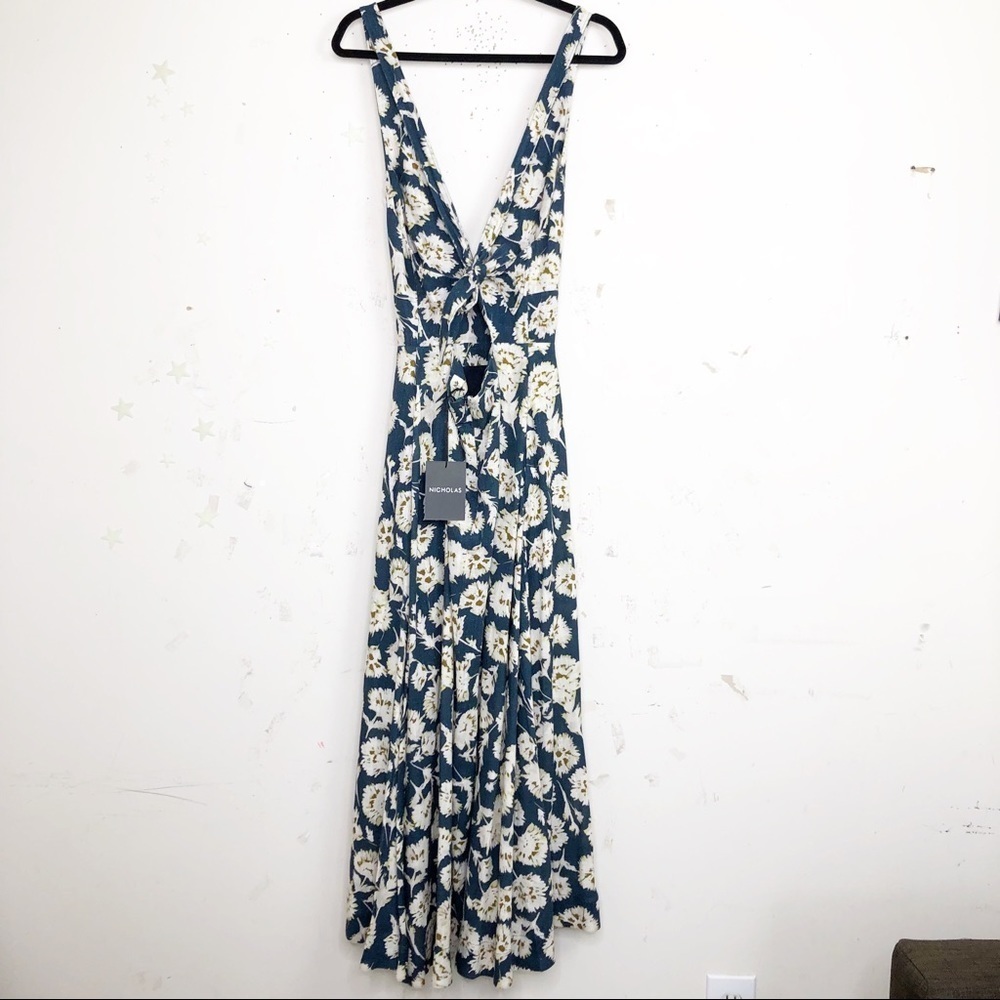 Nicholas Haisley Fan floral linen midi dress - Picture 2 of 12
